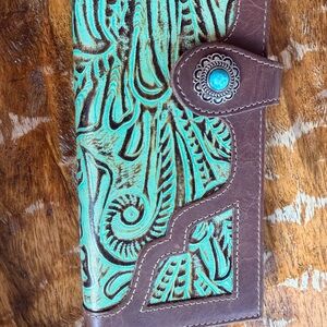 Myra Bag Turquoise and Brown Wallet